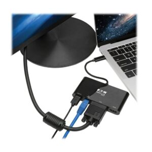 Eaton Tripp Lite Series USB 3.1 Gen 1 USB-C Adapter Converter Thunderbolt 3 Compatible 4K @ 30Hz - HDMI, VGA, USB-A Hub Port and Gigabit Ethernet, Black - Estação de engate - USB-C 3.1 - VGA, HDMI - 1GbE