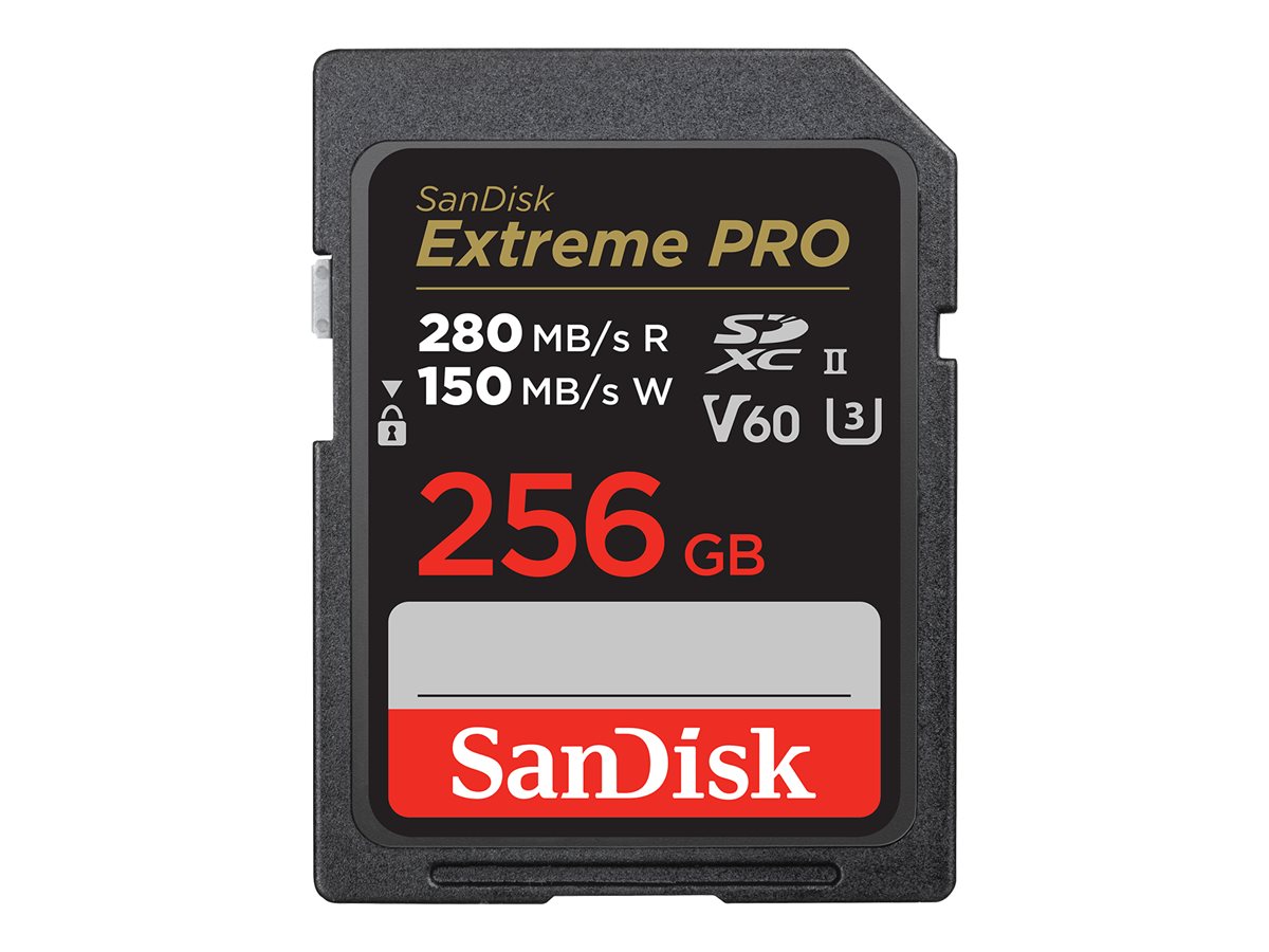 SanDisk Extreme Pro - Cartão de memória flash - 256 GB - Video Class V60 / UHS-II U3 / Class10 - SDXC UHS-II