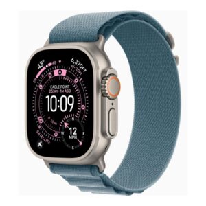 Apple Watch Ultra 3 - 49 mm - titanium natural - Sim relógio inteligente Com Correia Alpinista - têxtil - azul claro - tamanho da banda: M - 64 GB - LTE, NFC, Wi-Fi 4, UWB, Bluetooth - 5G - 61.6 g