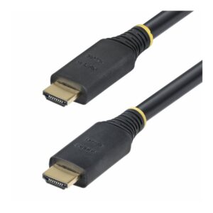 StarTech.com 15m (49.2ft) Active High Speed HDMI Cable, 4K60Hz - Alta Velocidade - cabo HDMI com Ethernet - HDMI macho para HDMI macho - 15 m - blindado - preto - ativo, suporte 2K144Hz, suporte para 4K60Hz UHD, suporte a HDR10