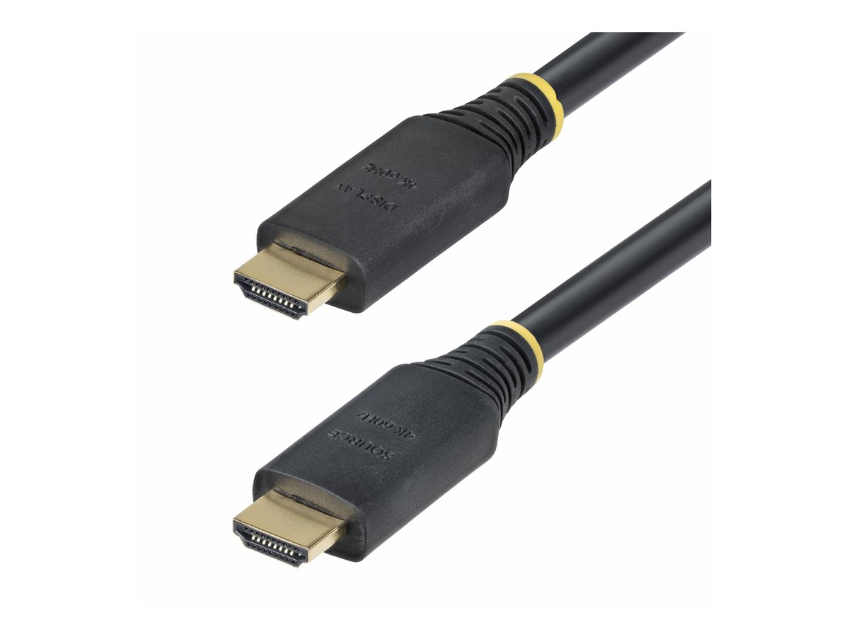 StarTech.com 15m (49.2ft) Active High Speed HDMI Cable, 4K60Hz - Alta Velocidade - cabo HDMI com Ethernet - HDMI macho para HDMI macho - 15 m - blindado - preto - ativo, suporte 2K144Hz, suporte para 4K60Hz UHD, suporte a HDR10