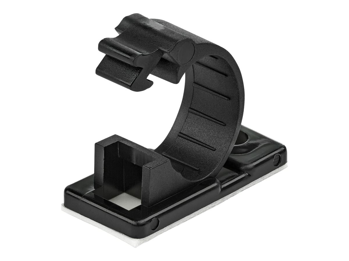 StarTech.com 100 Adhesive Cable Management Clips Black, Network/Ethernet/Office Desk/Computer Cord Organizer, Sticky Cable/Wire Holders, Nylon Self Adhesive Clamp UL/94V-2 Fire Rated - Nylon 66 Plastic - TAA (CBMCC2) - Clips de cabo - preto - Compatí