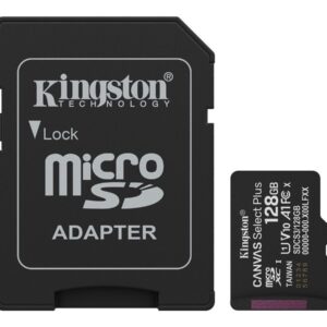 Kingston Canvas Select Plus - Cartão de memória flash (adaptador microSDXC para SD Incluído) - 128 GB - A1 / Video Class V10 / UHS-I U1 / Class10 - microSDXC UHS-I