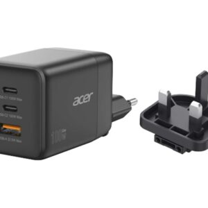 Acer - Adaptador de alimentação - tecnologia PPS e GaN - 100 Watt - PD 3.0 - 3 conectores de saída (USB, 2 x USB-C) - no cabo: USB-C - para Extensa 15 EX215-56, EX215-57
