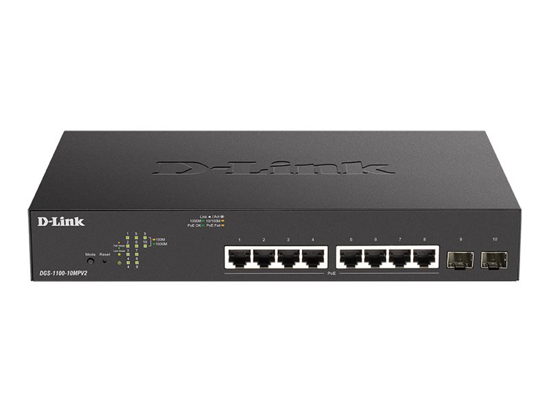 D-Link DGS 1100-10MPV2 - interruptor - 10 portas - inteligente - montável em trilho