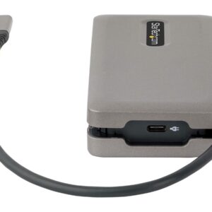 StarTech.com USB-C Multiport Adapter, HDMI/VGA, 4K 60Hz Video, 3-Port USB Hub, 100W Power Delivery Pass-Through, GbE, USB Type-C Travel Dock w/ Charging, 1ft/30cm Wrap-Around Cable - Mini Laptop Docking Station (DKT31CVHPD3) - estação de engate - USB-C - HDMI, VGA - 1GbE
