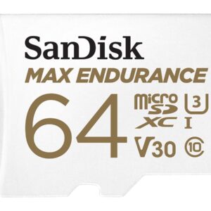 SanDisk Max Endurance - Cartão de memória flash (adaptador microSDXC para SD Incluído) - 64 GB - Video Class V30 / UHS-I U3 / Class10 - microSDXC UHS-I