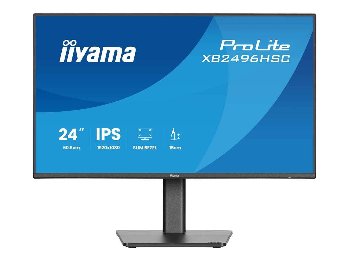 iiyama ProLite XB2496HSC-B1 - Monitor LED - 24" (23.8" visível) - 1920 x 1080 Full HD (1080p) @ 144 Hz - IPS - 300 cd/m² - 1500:1 - 3 ms - HDMI, USB-C - altifalantes - preto, mate