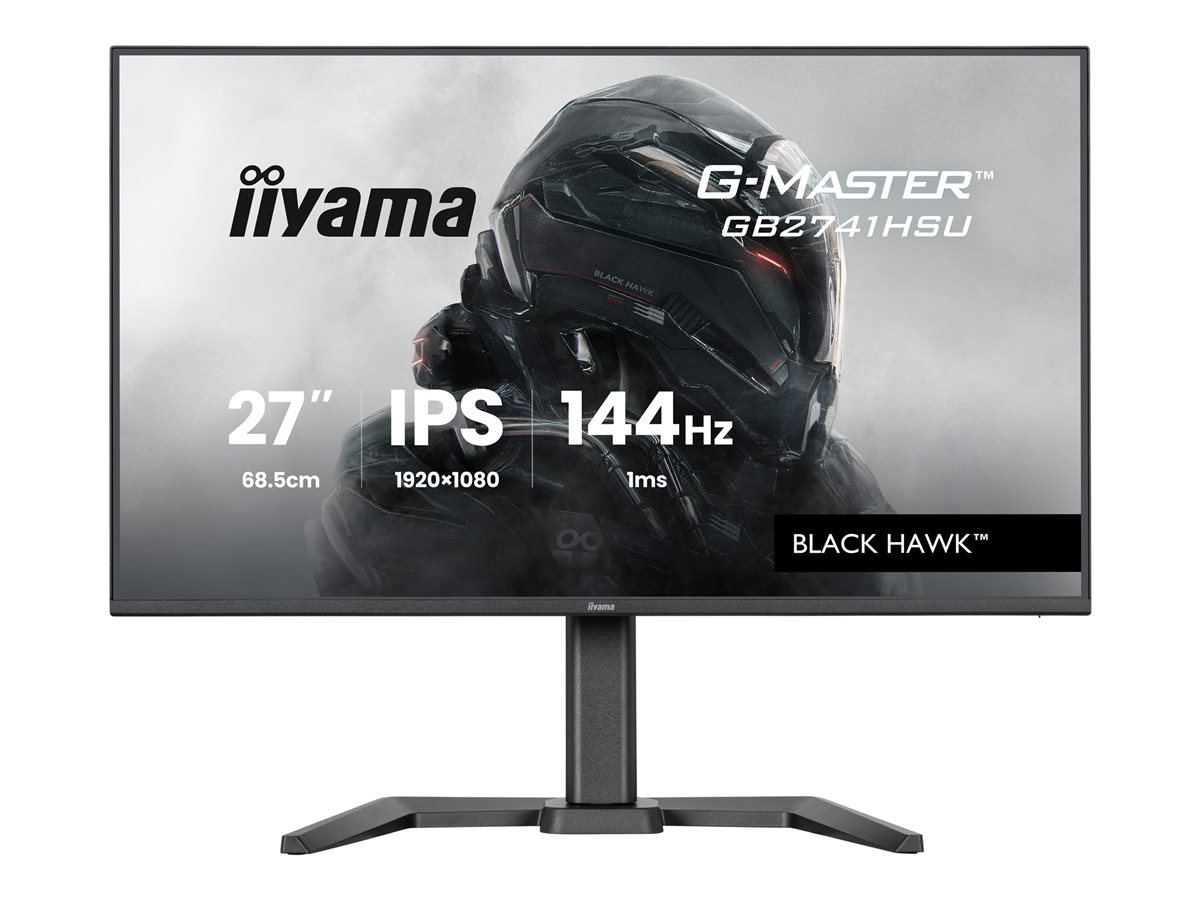 iiyama G-MASTER Black Hawk GB2741HSU-B1 - Monitor LED - gaming - 27" - 1920 x 1080 Full HD (1080p) @ 144 Hz - IPS - 350 cd/m² - 1500:1 - 1 ms - HDMI, DisplayPort - altifalantes - preto, mate