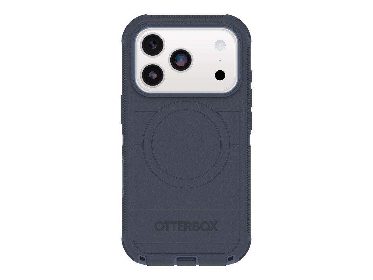 OtterBox Defender Series Pro - Tampa posterior para telemóvel - resistente - compatibilidade MagSafe - policarbonato, elastómero termoplástico (TPE), silicone, espuma visco-elástica - sentimento azul - para Apple iPhone 17 Pro