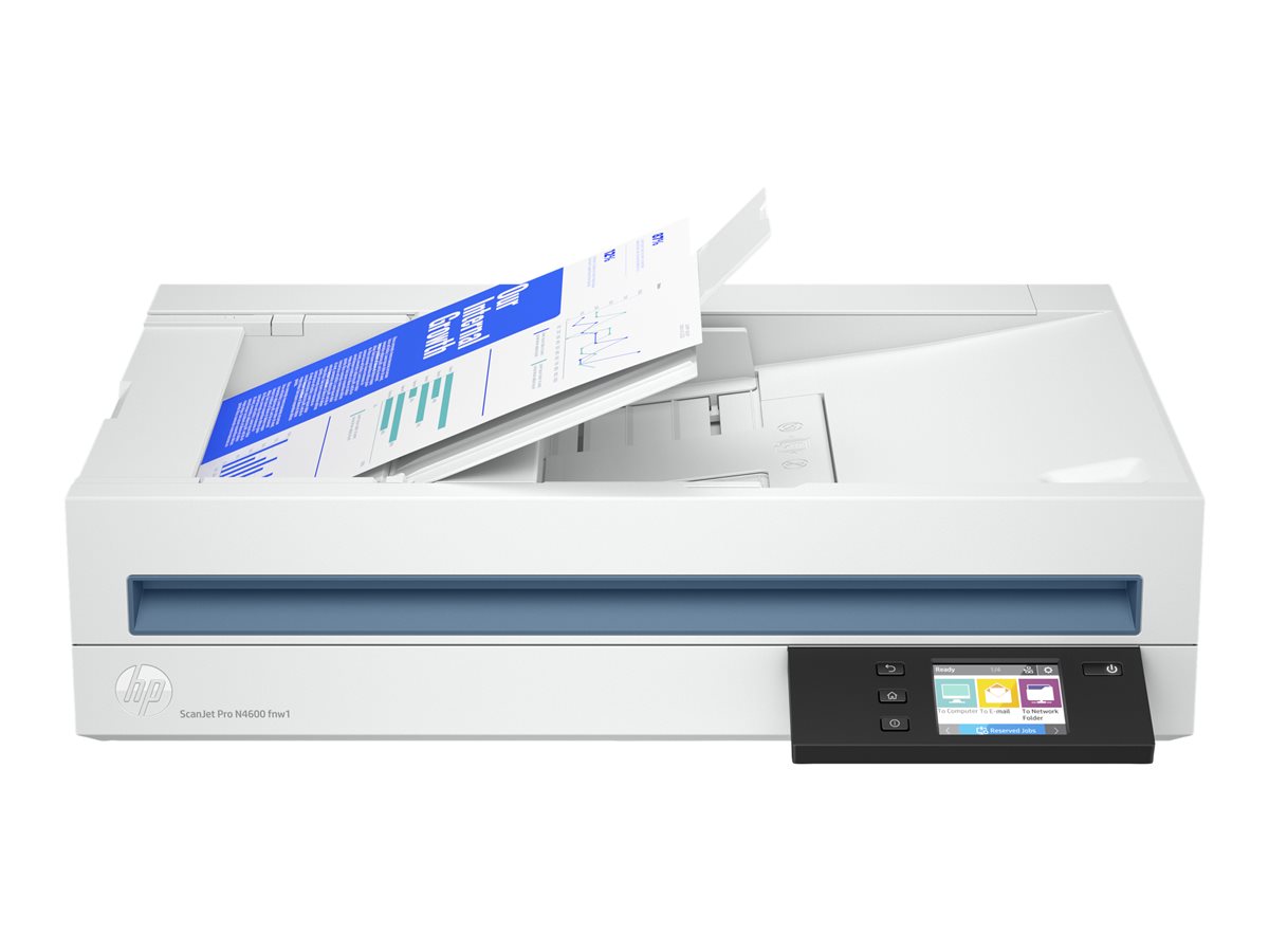 HP Scanjet Pro N4600 fnw1 - Escaneador de documento - Sensor de Imagem de Contacto (SIC) - Duplex - 216 x 5362 mm - 600 ppp x 1200 ppp - até 40 ppm (mono) / até 40 ppm (cor) - ADF (100 folhas) - até 6000 varreduras por dia - Gigabit LAN, USB 3.0, Wi-