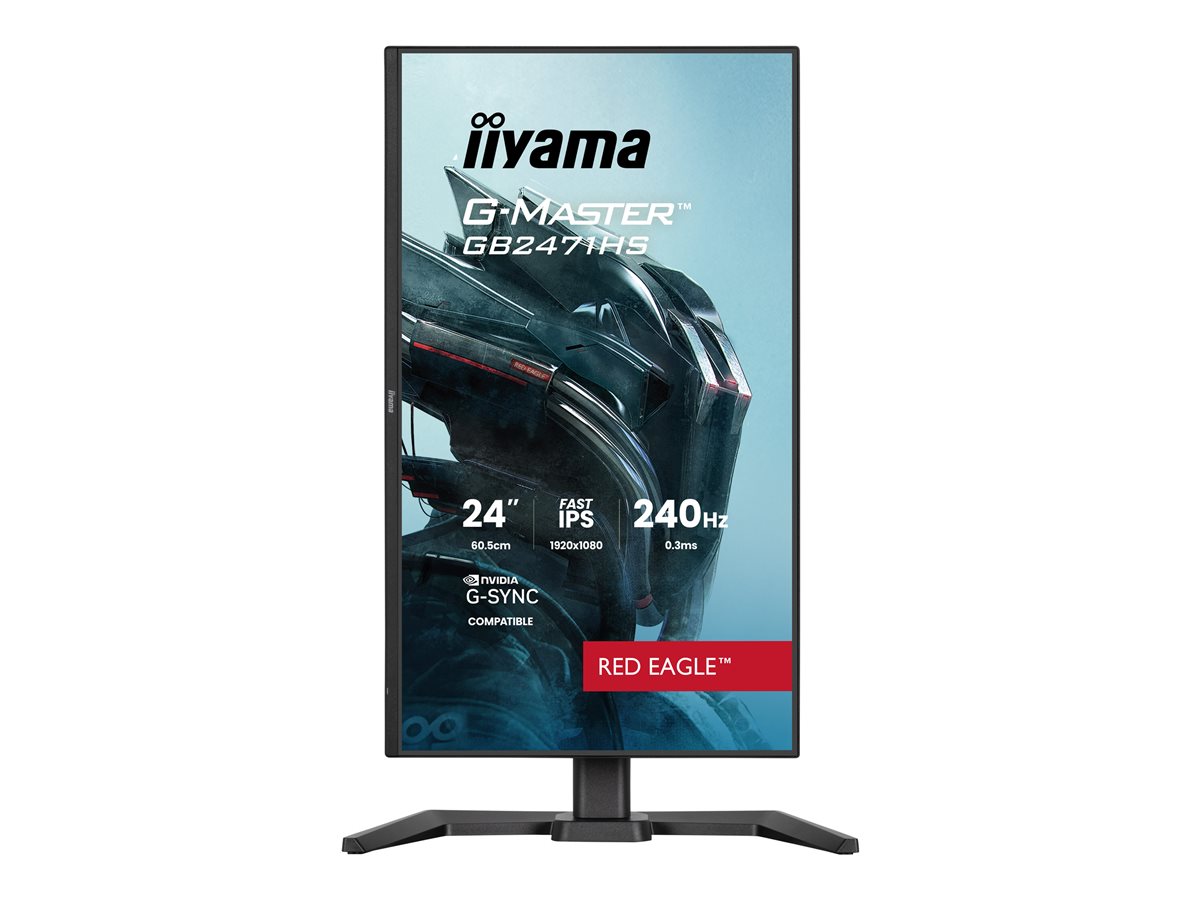 iiyama G-MASTER Red Eagle GB2471HS-B1 - Monitor LED - gaming - 24" - 1920 x 1080 Full HD (1080p) @ 240 Hz - Fast IPS - 350 cd/m² - 1000:1 - 0.3 ms - HDMI, DisplayPort - altifalantes - preto, mate
