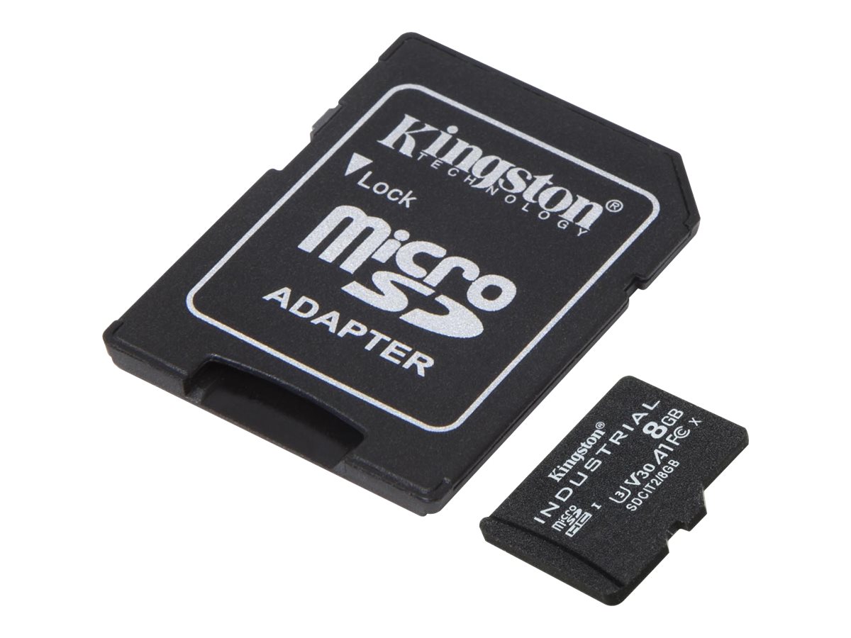 Kingston Industrial - Cartão de memória flash (adaptador microSDHC a SD Incluído) - 8 GB - A1 / Video Class V30 / UHS-I U3 / Class10 - microSDHC UHS-I - Image 2