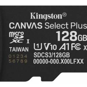 Kingston Canvas Select Plus - Cartão de memória flash - 128 GB - A1 / Video Class V10 / UHS-I U1 / Class10 - microSDXC UHS-I