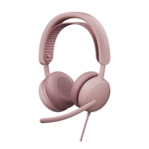 Logitech Zone Wired 2 for Business - Auscultadores - no ouvido - com cabo - cancelamento de ruído activo - rosa - Certificado para Microsoft Teams