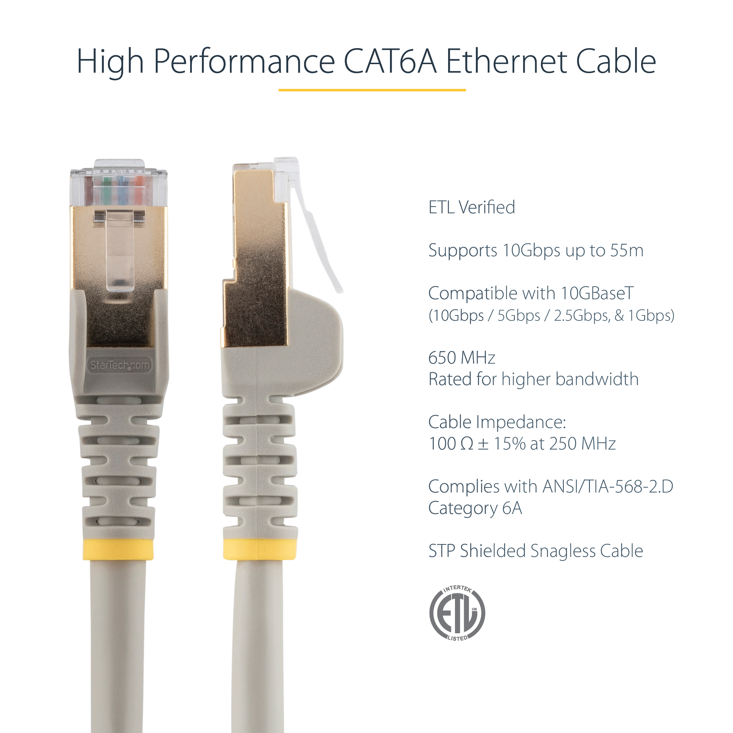 StarTech.com 7m CAT6A Ethernet Cable, 10 Gigabit Shielded Snagless RJ45 100W PoE - Image 5