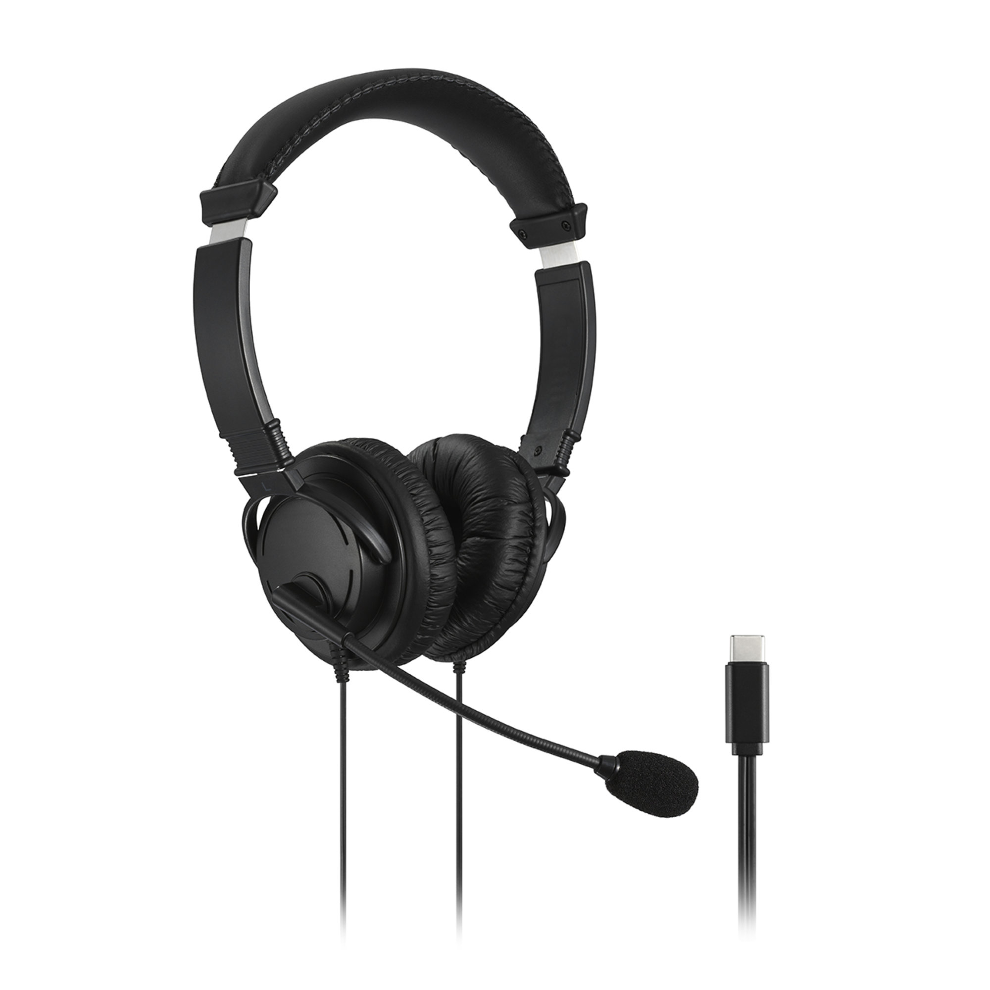 Kensington Hi-Fi USB-C Headphones with Mic - Auscultadores - no ouvido - com cabo - USB-C - preto
