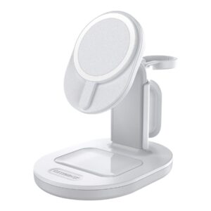 OtterBox - Base de carregamento sem fios - 3 em 1 - 7.5 Watt - PD 2.0, PD 3.0 - sonhador lúcido (branco) - para Apple AirPods with MagSafe Charging Case, AirPods Pro, iPhone 12, 13, 14