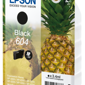 Epson 604 - 3.4 ml - preto - original - blister com RF/alarme acústico - tinteiro - para Expression Home XP-2200, 2205, 3200, 3205, 4200, 4205, WorkForce WF-2910, 2930, 2935, 2950