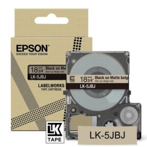 Epson LabelWorks LK-5JBJ - Preto sobre bege mate - Rolo (1,8 cm x 8 m) 1 cassete(s) caixa pendurada - cartucho de fita - para LabelWorks LW-C410, LW-C610