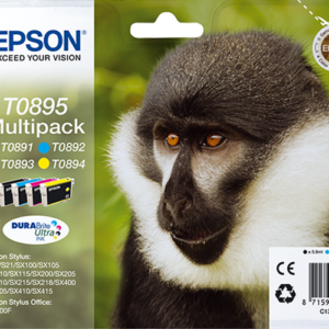 Epson T0895 Multipack - Pack de 4 - preto, amarelo, azul cyan, magenta - original - blister - tinteiro - para Stylus S21, SX110, SX115, SX210, SX215, SX218, SX400, SX410, SX415, Stylus Office BX300