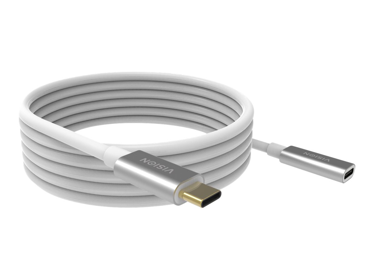2 m USB C extension cable -USB 3.2 gen 1 5 gbps - supports 3 a charging current - USB C 3.2 (m) to USB C 3.2 (f) - outer diameter 4.5 mm - 22+30 awg - white - Image 3