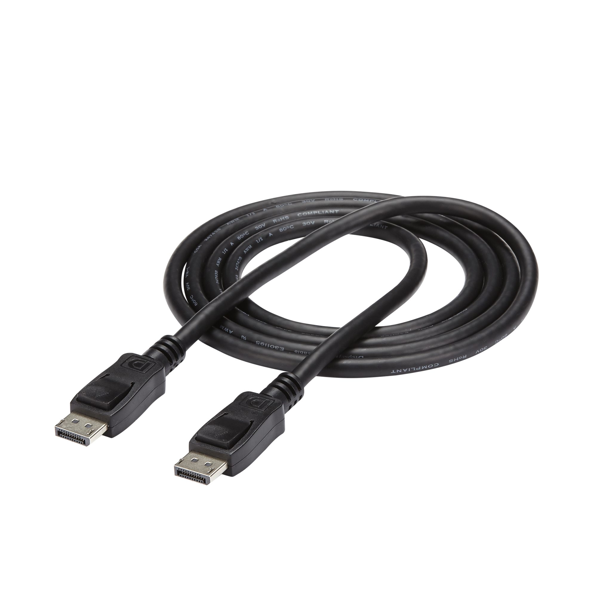 StarTech.com DisplayPort 1.2 Cable w/ Latches - 6ft / 2m - HBR2 - 4K x 2K Display - Certified DP to DP Video Cable M/M (DISPLPORT6L) - Cabo DisplayPort - DisplayPort (M) para DisplayPort (M) - 1.8 m - travada - preto - para P/N: DK31C3HDPDUE, DKM30CH - Image 5