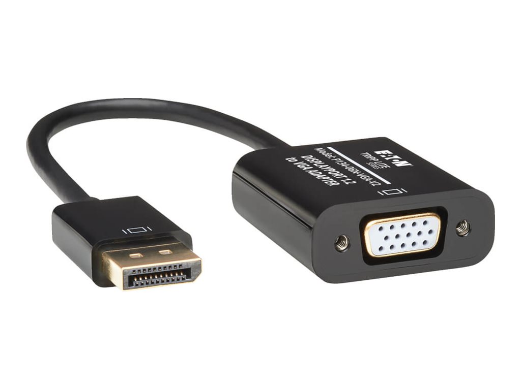 Eaton Tripp Lite Series 6in DisplayPort to VGA Adapter Active Converter DP to VGA M/F DPort 1.2 6" - Adaptador de visor - DisplayPort (M) para HD-15 (VGA) (F) - 15.2 cm - activo - preto