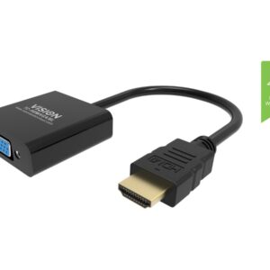 HDMI to VGA adaptor - maximum resolution 1920 x 1080 - does not convert VGA to HDMI - HDMI (m) to VGA (f) - outer diameter 5.0 mm - overall length 230 mm - black