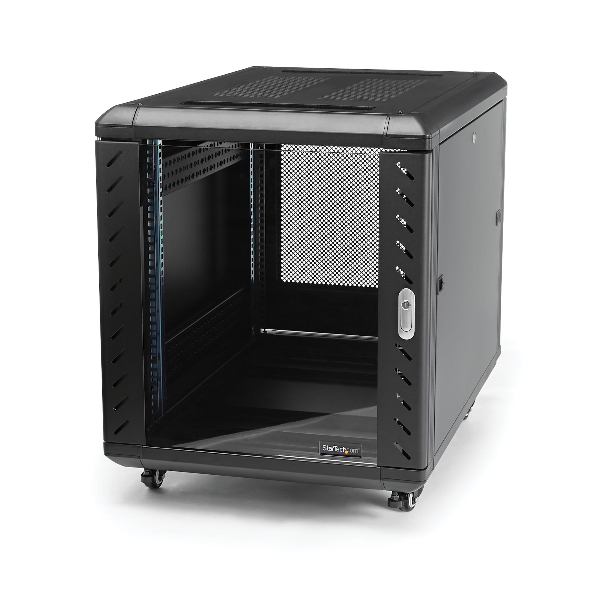 StarTech.com 12U AV Rack Cabinet - Network Rack with Glass Door - 19 inch Computer Cabinet for Server Room or Office (RK1236BKF) - Gabinete armário - preto - 12U - 36"