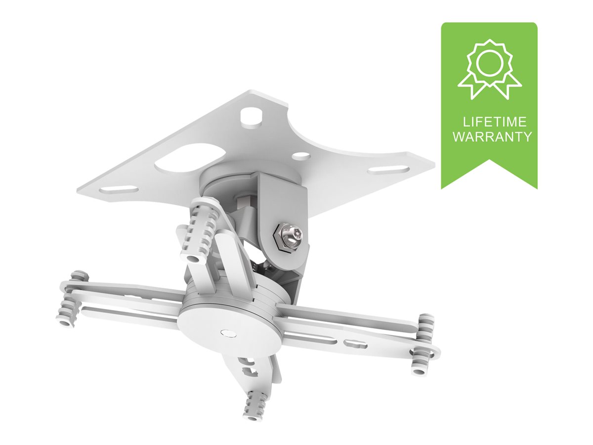 Universal projector ceiling mount - no pole - supports projector 110 mm below ceiling - fits most projectors - obstruction free cable management - includes retrofitting ceiling trim disc, sloping ceiling mechanism - white