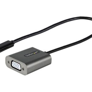 StarTech.com USB C to VGA Adapter, 1080p USB Type-C to VGA Adapter Dongle, USB-C (DP Alt Mode) to VGA Monitor/Display Video Converter, Thunderbolt 3 Compatible, 12" Long Attached Cable - USB C to VGA Converter (CDP2VGAEC) - Adaptador de vídeo - USB-C