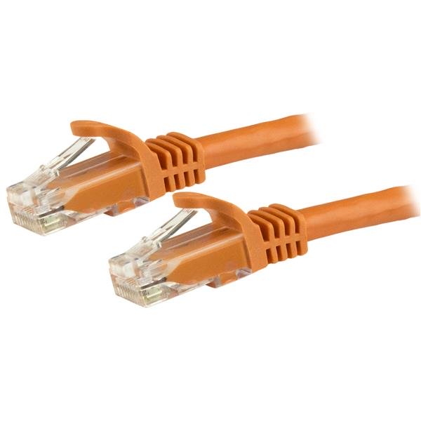 StarTech.com 5m CAT6 Ethernet Cable, 10 Gigabit Snagless RJ45 650MHz 100W PoE Patch Cord, CAT 6 10GbE UTP Network Cable w/Strain Relief, Orange, Wiring is UL Certified/TIA - Category 6 - 24AWG (N6PATC5MOR) - Cabo patch - RJ-45 (M) para RJ-45 (M) - 5