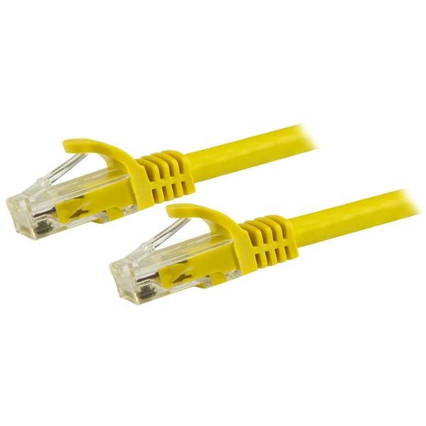 StarTech.com 15m CAT6 Ethernet Cable, 10 Gigabit Snagless RJ45 650MHz 100W PoE Patch Cord, CAT 6 10GbE UTP Network Cable w/Strain Relief, Yellow, Wiring is UL Certified/TIA - Category 6 - 24AWG (N6PATC15MYL) - Cabo patch - RJ-45 (M) para RJ-45 (M) -