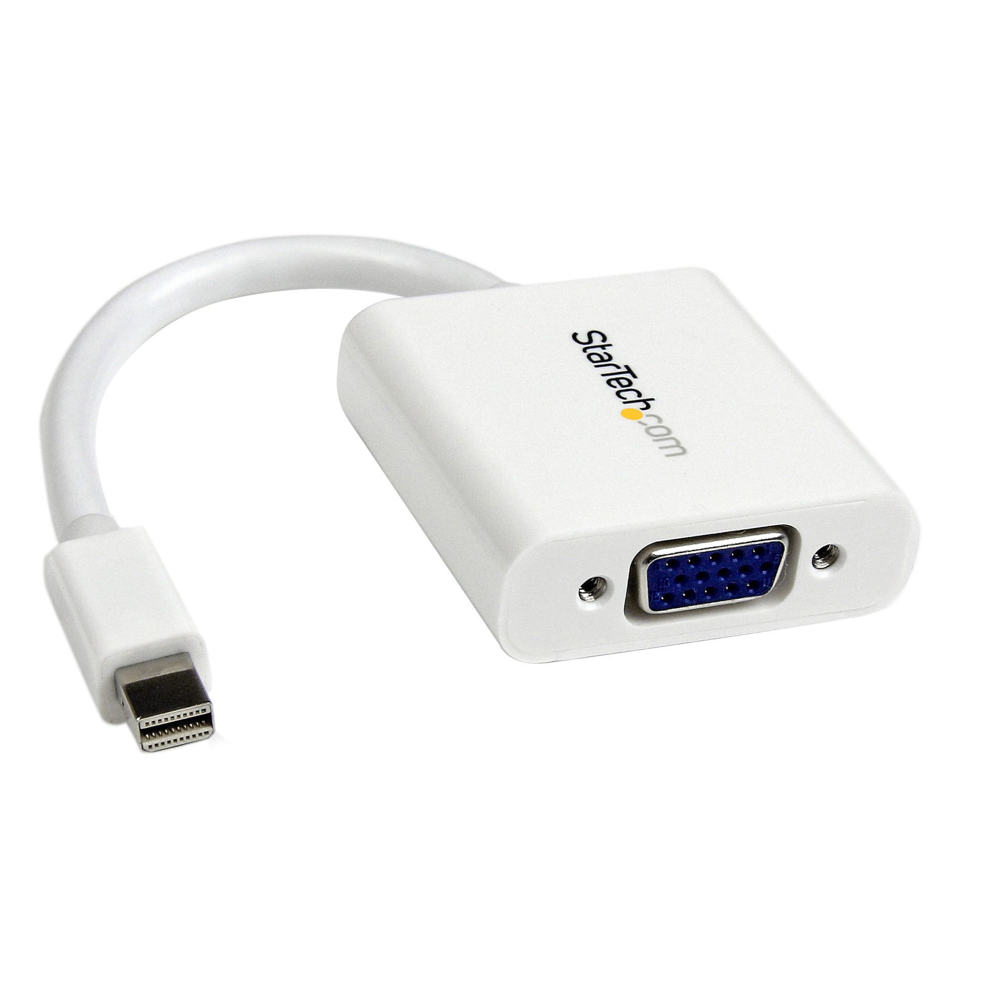StarTech.com Mini DisplayPort to VGA Adapter - White - 1080p - Thunderbolt to VGA Monitor Adapter - Mini DP to VGA Converter (MDP2VGAW) - Conversor de vídeo - VGA - DisplayPort - branco
