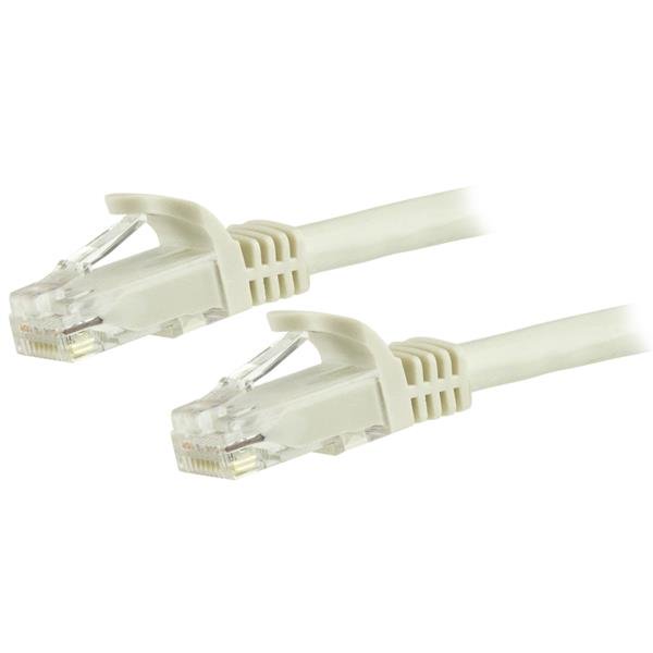 StarTech.com 3m CAT6 Ethernet Cable, 10 Gigabit Snagless RJ45 650MHz 100W PoE Patch Cord, CAT 6 10GbE UTP Network Cable w/Strain Relief, White, Wiring is UL Certified/TIA - Category 6 - 24AWG (N6PATC3MWH) - Cabo patch - RJ-45 (M) para RJ-45 (M) - 3 m