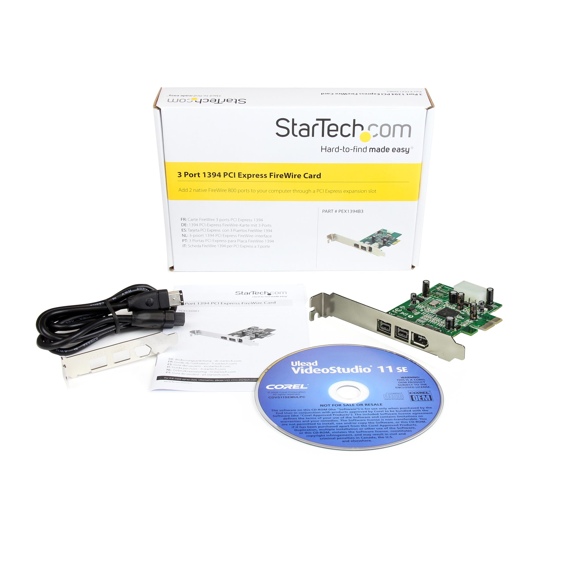 StarTech.com 3 Port 2b 1a 1394 PCI Express FireWire Card Adapter - 1394 FW PCIe FireWire 800 / 400 Card (PEX1394B3) - Adaptador do FireWire - PCI Express x1 - FireWire 800 - 2 portas + 1 x FireWire - para P/N: BNDTB10GI, BNDTB210GSFP, BNDTB310GNDP, B - Image 4