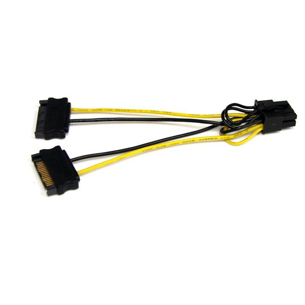 StarTech.com 6in SATA Power to 8 Pin PCI Express Video Card Power Cable Adapter - SATA to 8 pin PCIe power - Cabo de alimentação - SATA de alimentação (M) para alimentação PCIe 8 pinos (M) - 15 cm