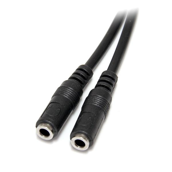 StarTech.com 3.5mm Audio Extension Cable - Slim Audio Splitter Y Cable and Headphone Extender - Male to 2x Female AUX Cable (MUY1MFFS) - Divisor de áudio - mini-phone stereo 3.5 mm macho para mini-phone stereo 3.5 mm fêmea - 20 cm - preto - para P/N: - Image 3