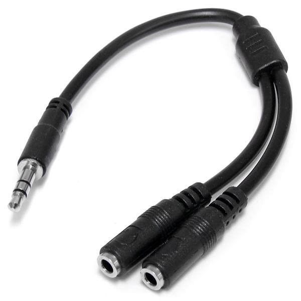 StarTech.com 3.5mm Audio Extension Cable - Slim Audio Splitter Y Cable and Headphone Extender - Male to 2x Female AUX Cable (MUY1MFFS) - Divisor de áudio - mini-phone stereo 3.5 mm macho para mini-phone stereo 3.5 mm fêmea - 20 cm - preto - para P/N: