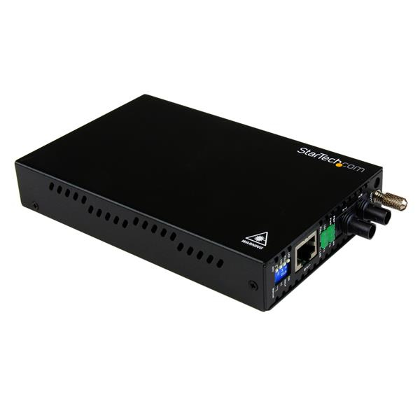 StarTech.com 10/100 Mbps Ethernet to Fiber Optic Media Converter - Steel - Chassis Mount - ST Multimode - 1310nm - 2km (ET90110ST2) - Conversor de media de fibra - 100Mb LAN - 10Base-T, 100Base-FX, 100Base-TX - RJ-45 / ST multi-modos - até 2 km - 131