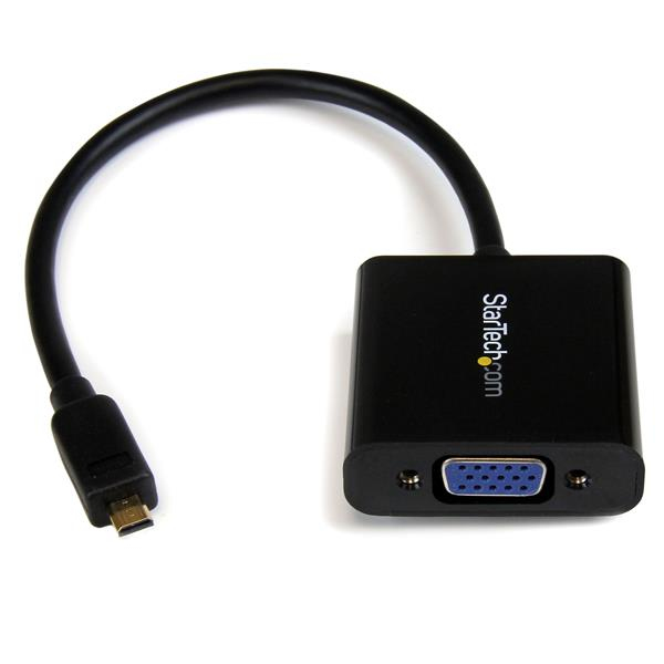 StarTech.com Micro HDMI® to VGA Adapter Converter for Smartphones / Ultrabook / Tablet - 1920x1080 - Micro HDMI Male to VGA Female (MCHD2VGAE2) - Conversor de vídeo - HDMI - VGA - preto