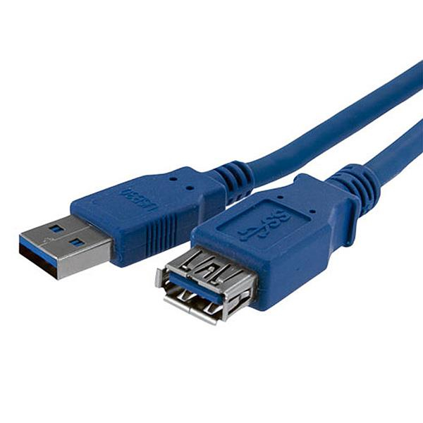 StarTech.com 1m Blue SuperSpeed USB 3.0 Extension Cable A to A - Male to Female USB 3 Extension Cable Cord 1 m (USB3SEXT1M) - Cabo de extensão USB - USB Tipo A (M) para USB Tipo A (F) - USB 3.0 - 1 m - preto - para P/N: 2SD4FCRU3, CFASTRWU3, HB30A4AI