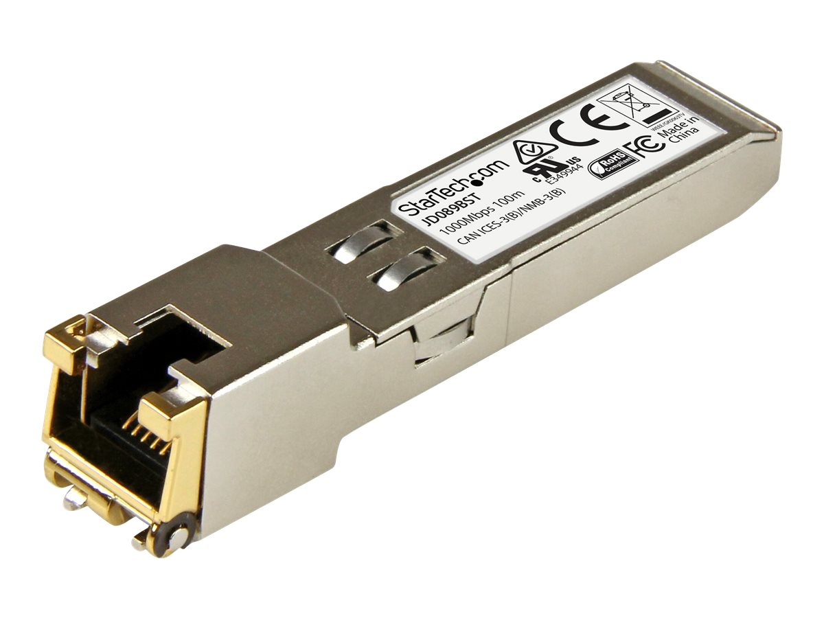 StarTech.com HPE JD089B Compatible SFP Module, 1000BASE-T, SFP to RJ45 Cat6/Cat5e, 1GE Gigabit Ethernet SFP, RJ-45 (Copper) 100m, HPE 5820AF, 12500, 5500, 1Gbps Mini GBIC Transceiver SFP - Lifetime Warranty (JD089BST) - Módulo de transceptor SFP (min