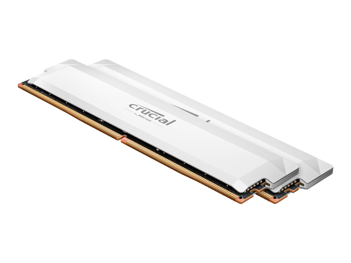Crucial Pro OC - DDR5 - kit - 64 GB: 2 x 32 GB - DIMM 288-pin - 3200 MHz / PC5-51200 - CL40 - 1.35 V - unbuffered - on-die ECC - branco
