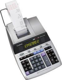Canon MP1211-LTSC - Calculadora de impressão - LCD - 12 dígitos - adaptador AC, bateria de recuperação de memória - prata metálico