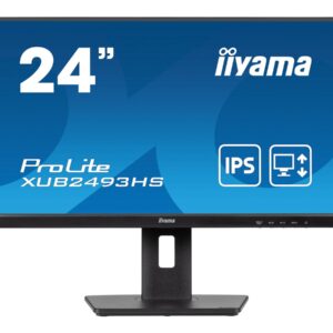 iiyama ProLite XUB2493HS-B6 - Monitor LED - 24" (23.8" visível) - 1920 x 1080 Full HD (1080p) @ 100 Hz - IPS - 250 cd/m² - 1300:1 - 0.5 ms - HDMI, DisplayPort - altifalantes - preto, mate