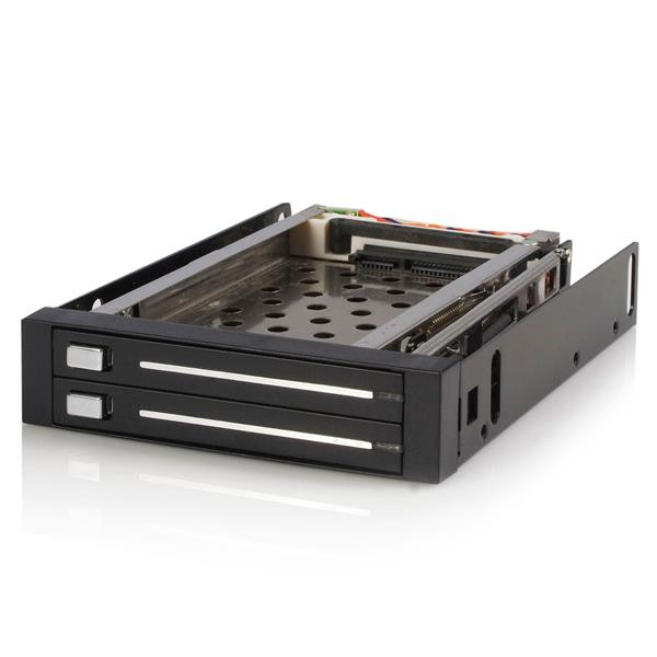 StarTech.com 2 Drive 2.5in Trayless Hot Swap SATA Mobile Rack Backplane - Dual Drive SATA Mobile Rack Enclosure for 3.5 HDD (HSB220SAT25B) - Adaptador do compartimento de armazenamento - preto