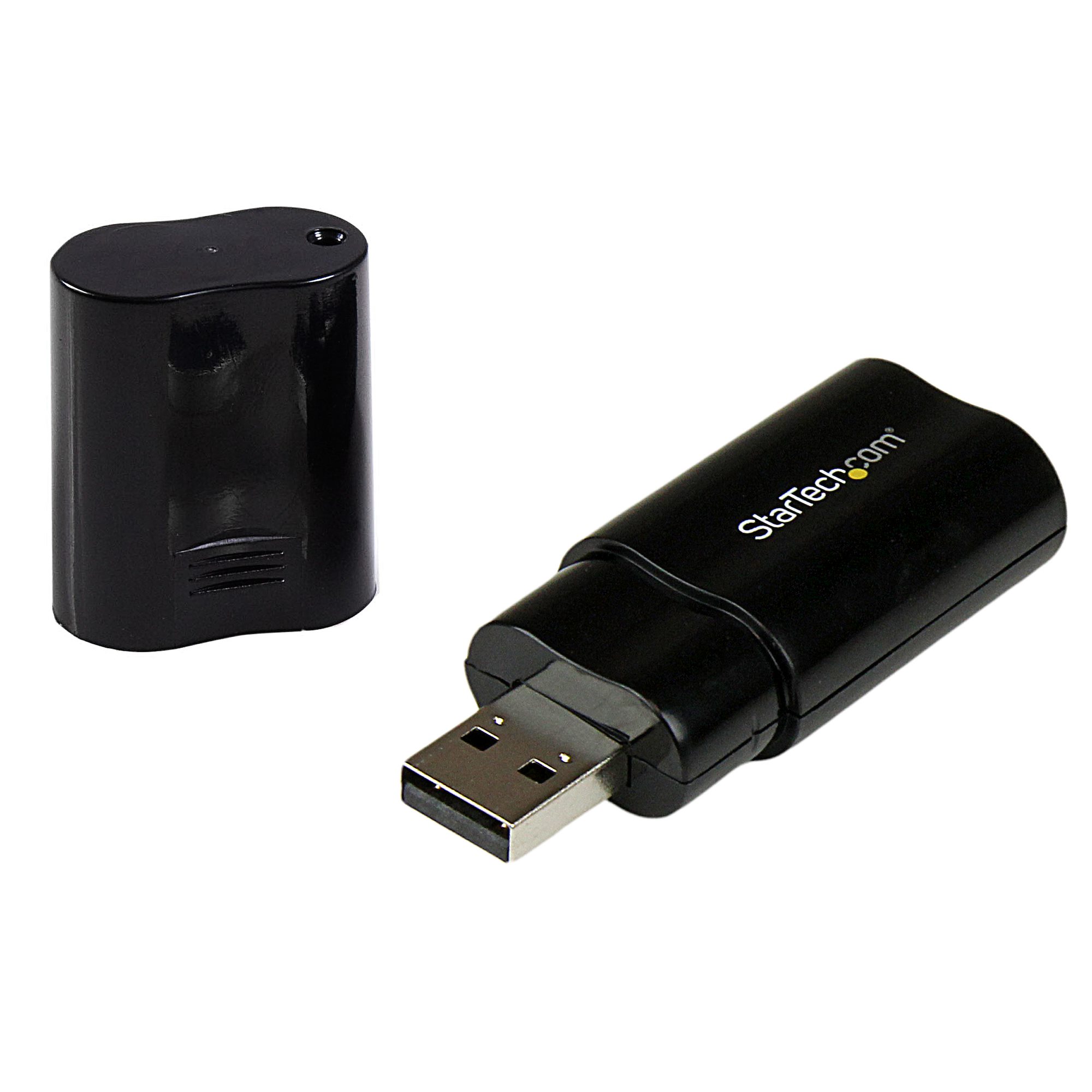 StarTech.com USB Sound Card - 3.5mm Audio Adapter - External Sound Card - Black - External Sound Card (ICUSBAUDIOB) - Placa de som - estéreo - USB 2.0 - para P/N: MU15MMS, MU6MMS, TB33A1C