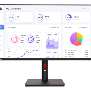 Lenovo ThinkVision T32p-30 - Monitor LED - 31.5" - 3840 x 2160 4K - IPS - 350 cd/m² - 1000:1 - HDR10 - 4 ms - HDMI, DisplayPort, USB-C - preto lustroso